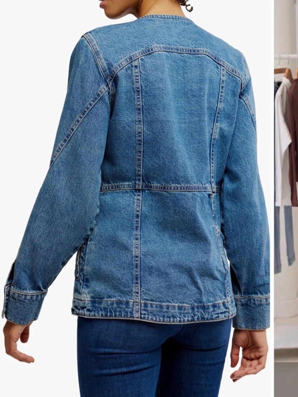 Free People Light Blue Button-Front Denim Jacket - Picture 2 of 6